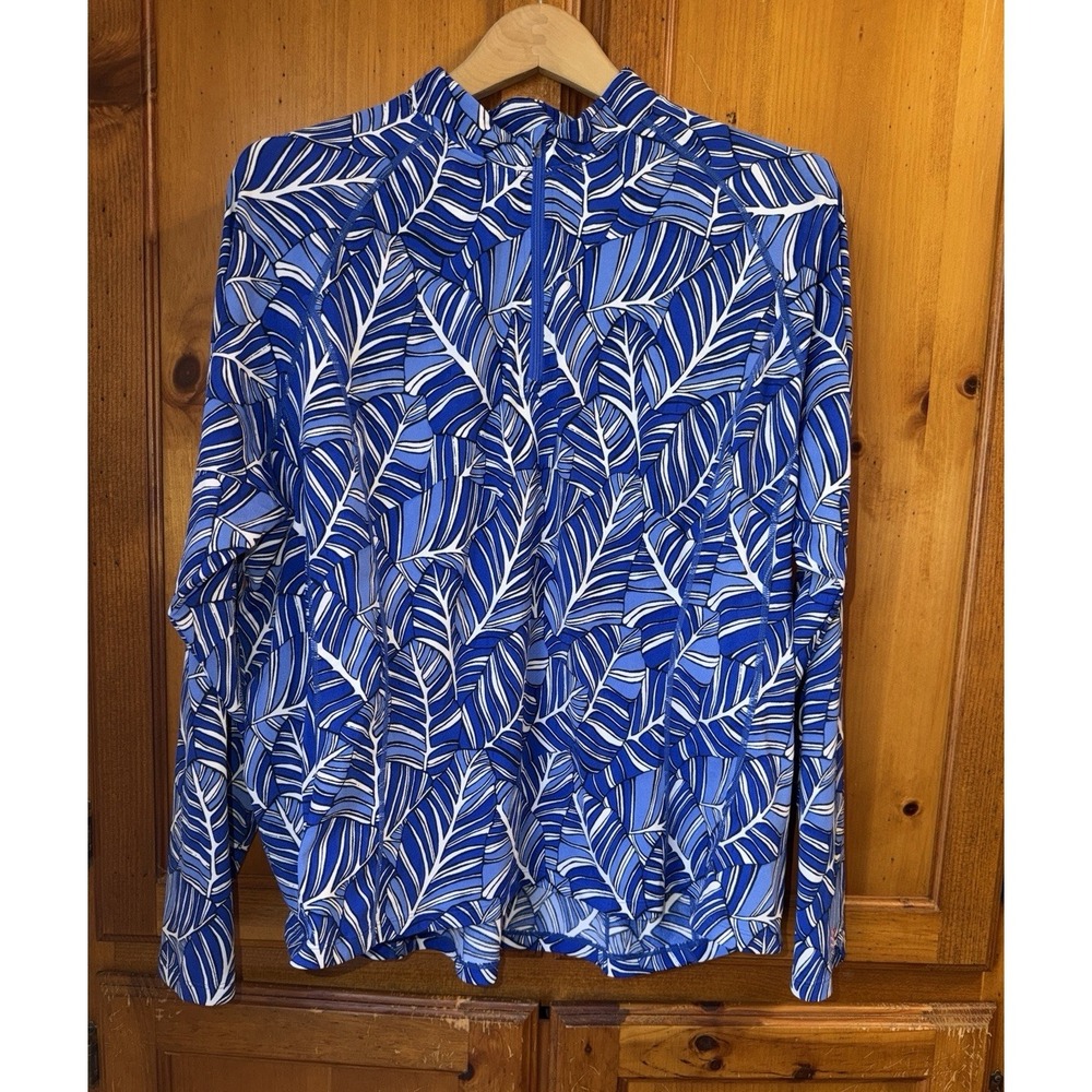 Coolibar Women's 2X Freestyle L/S Swim Shirt Top Half Zip Ruched Rashguard 03277